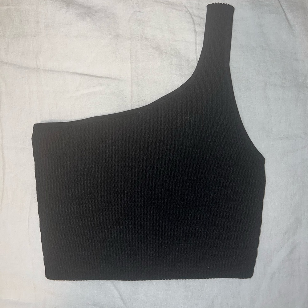 Aritzia- Babaton Sculpt Knit One Shoulder Crop Top, Size Small